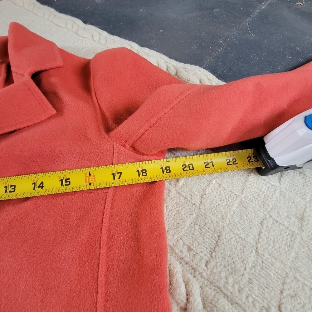 Talbots 100% Wool Open Style Blazer Felt Jacket size 4 Coral Peach Pockets - Picture 7 of 11